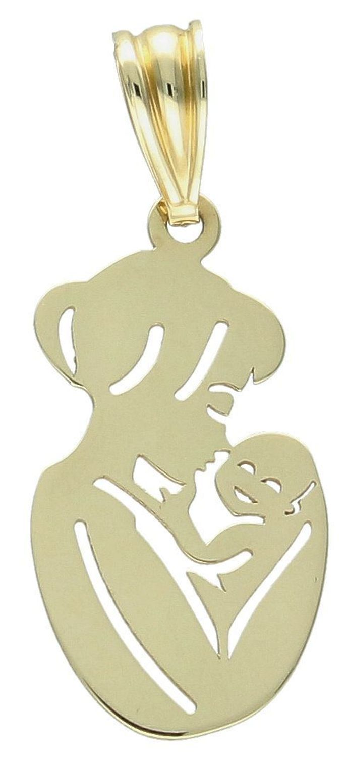 Zawieszka złota Mama z dzieckiem, próba 585 ZA 7421 585, dla mamy. Zawieszka przedstawiająca kobietę z dzieckiem będzie wspaniałym podarunkiem dla przyszłej mamy, z okazji Dnia Matki.1.jpg